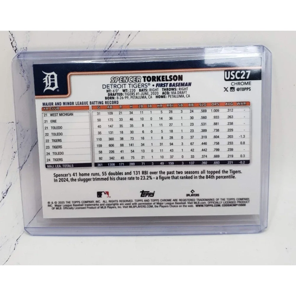 2025 Topps Chrome Update Series Spencer Torkelson Detroit Tigers #USC27 - Picture 2 of 4